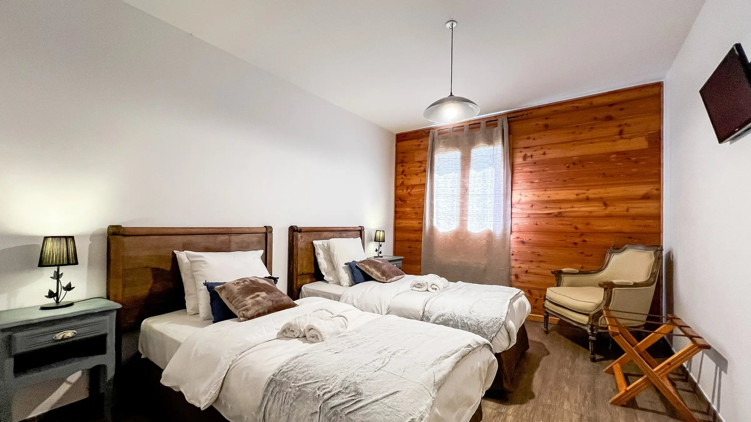 Chambre avec lits jumeaux dans le gîte En toute amitié