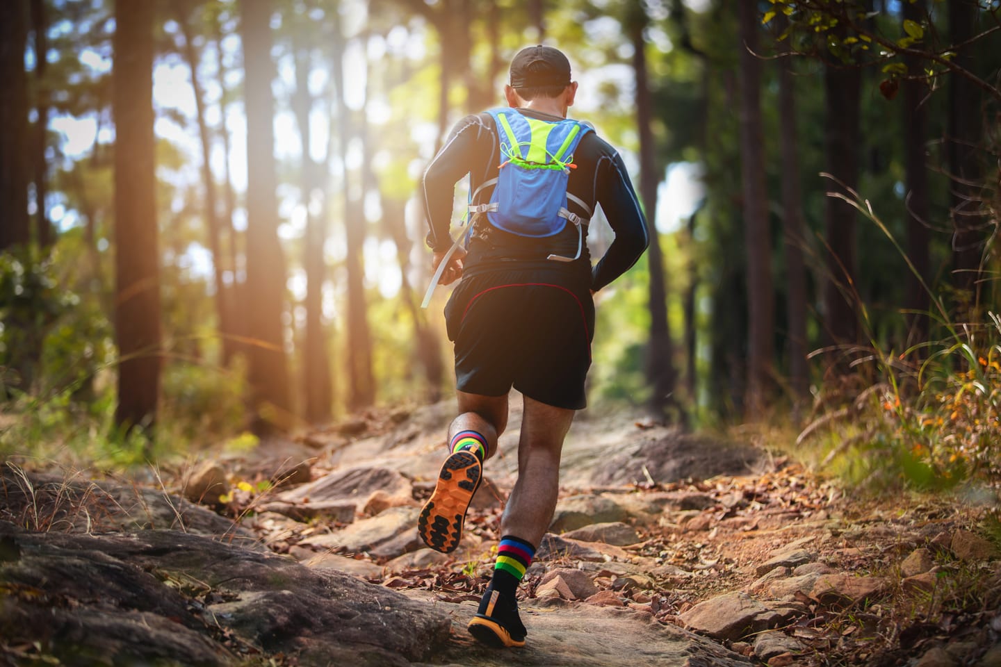 Trail runner en forêt